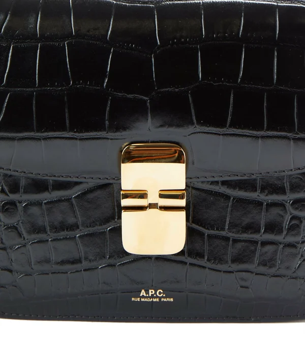 A.P.C. Sac Grace Small Cuir Embossé Croco Noir 5