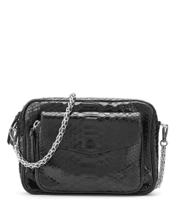 CLARIS VIROT Sac Big Charly Python Chaîne Argentée Noir 1