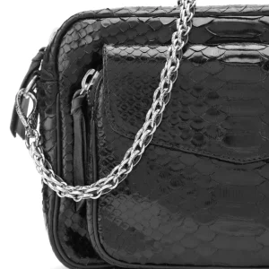 CLARIS VIROT Sac Big Charly Python Chaîne Argentée Noir 11