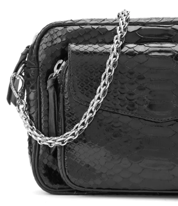 CLARIS VIROT Sac Big Charly Python Chaîne Argentée Noir 4