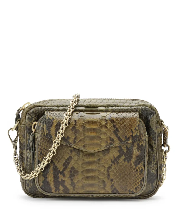 CLARIS VIROT Sac Charly Python Kaki Foncé 1