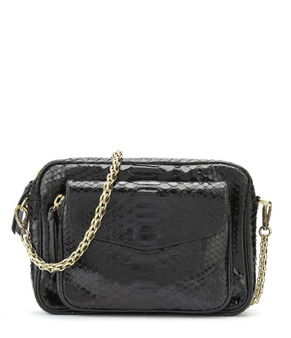 CLARIS VIROT Sac Big Charly Python Chaîne Dorée Noir 1