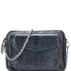 CLARIS VIROT Sac Big Charly Python Navy Argentée 20