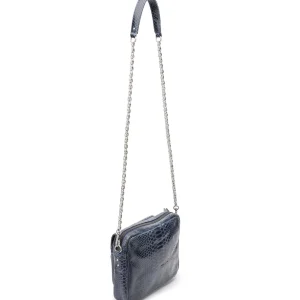 CLARIS VIROT Sac Big Charly Python Navy Argentée 10