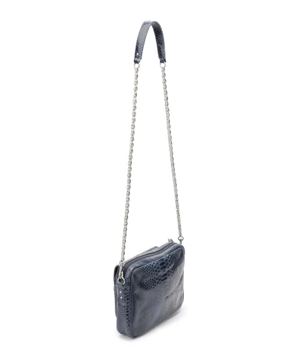 CLARIS VIROT Sac Big Charly Python Navy Argentée 3