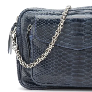 CLARIS VIROT Sac Big Charly Python Navy Argentée 12