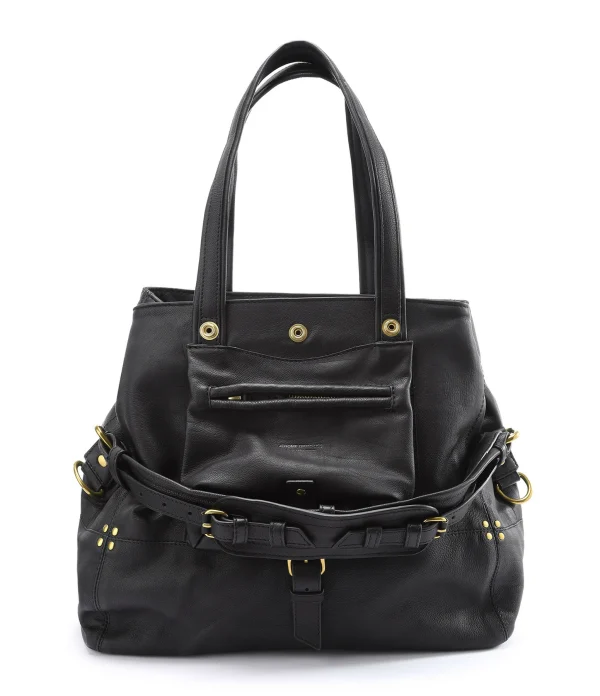 JEROME DREYFUSS Sac Billy M Cuir Grainé Noir Brass 1