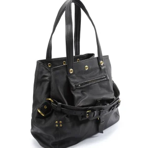 JEROME DREYFUSS Sac Billy M Cuir Grainé Noir Brass 11