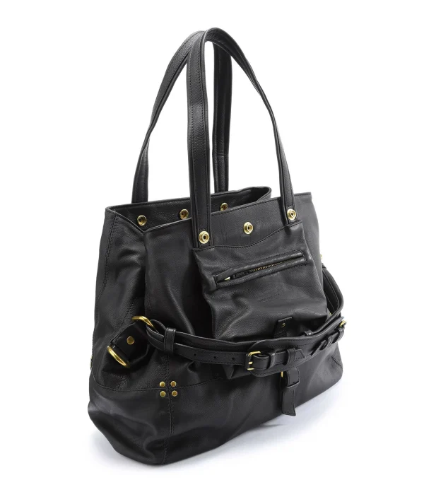 JEROME DREYFUSS Sac Billy M Cuir Grainé Noir Brass 3