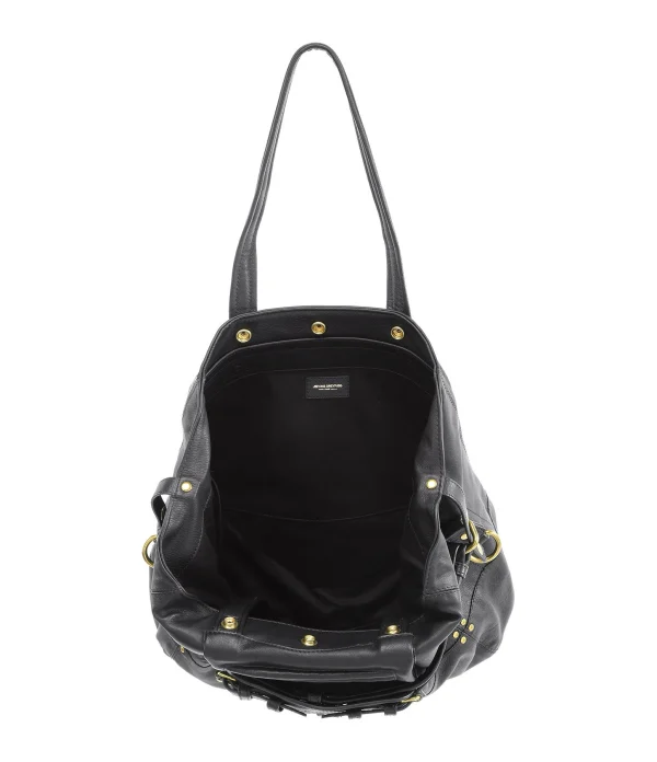 JEROME DREYFUSS Sac Billy M Cuir Grainé Noir Brass 5