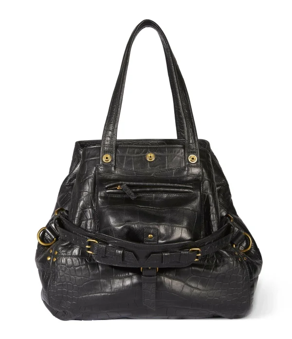 JEROME DREYFUSS Sac Billy M Cuir Croco Noir 1