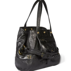 JEROME DREYFUSS Sac Billy M Cuir Croco Noir 12