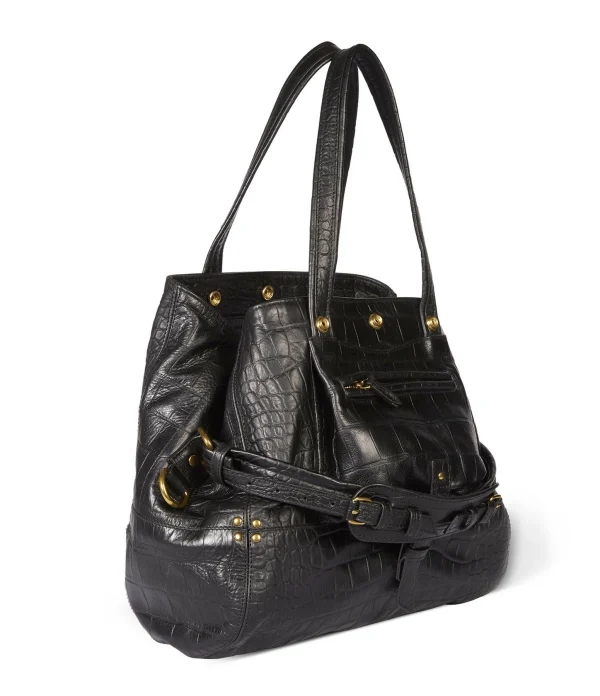 JEROME DREYFUSS Sac Billy M Cuir Croco Noir 3