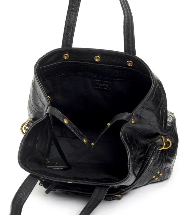 JEROME DREYFUSS Sac Billy M Cuir Croco Noir 5