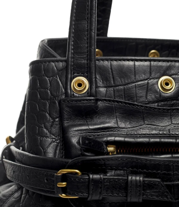 JEROME DREYFUSS Sac Billy M Cuir Croco Noir 6