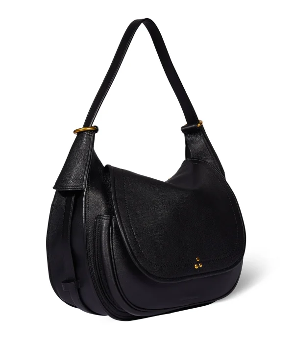 JEROME DREYFUSS Sac Philippe Cuir Grainé Noir Brass 3