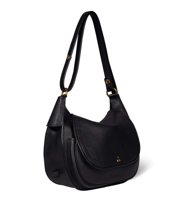 JEROME DREYFUSS Sac Philippe Cuir Grainé Noir Brass 4