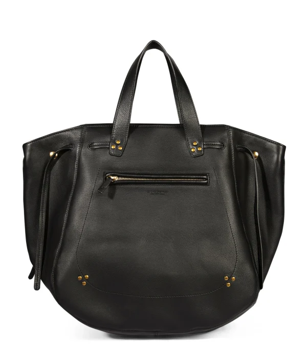 JEROME DREYFUSS Sac Marius Cuir Grainé Noir Brass 1