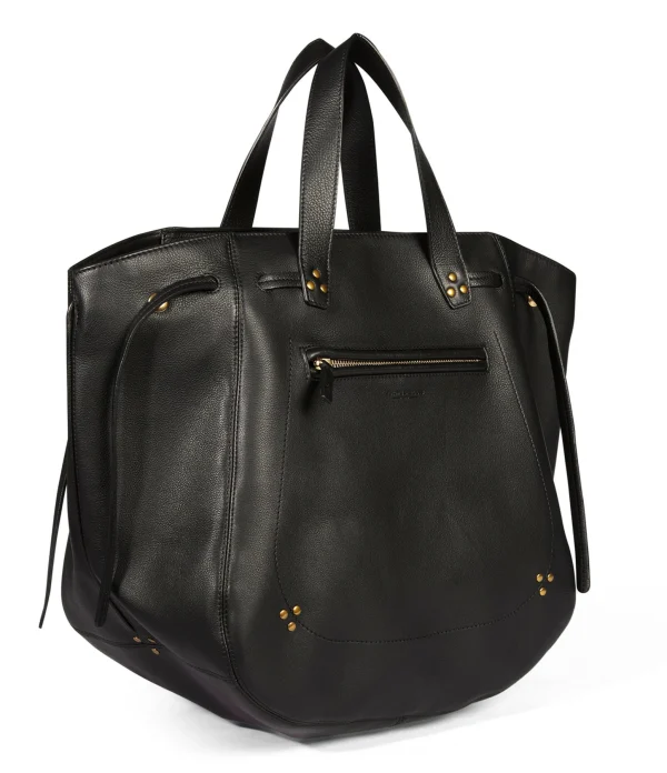 JEROME DREYFUSS Sac Marius Cuir Grainé Noir Brass 3