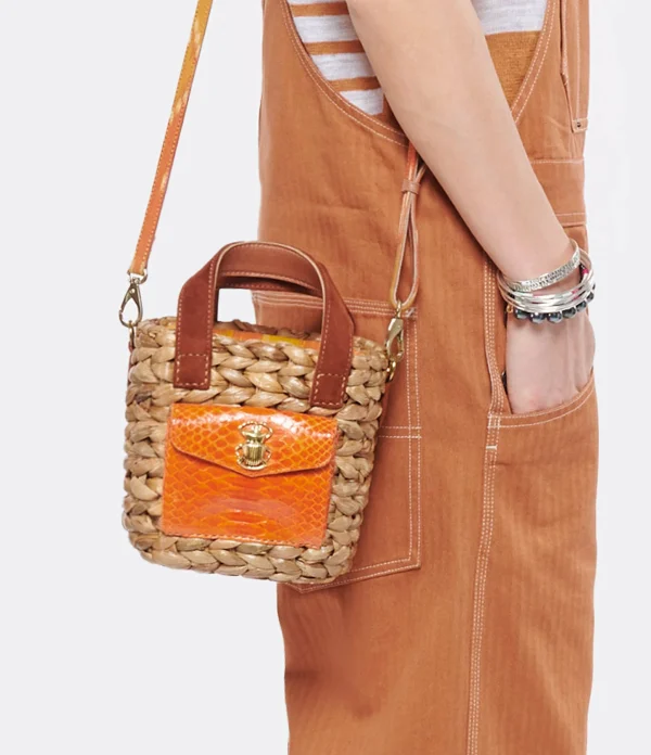 CLARIS VIROT Panier Joe Cuir Orange Paris 5