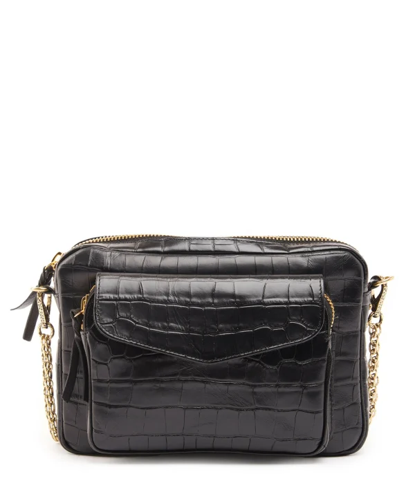 Sac Big Charly Cuir Embossé Croco Noir, Collaboration Lulli X Claris Virot 1