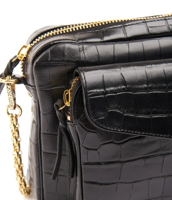 Sac Big Charly Cuir Embossé Croco Noir, Collaboration Lulli X Claris Virot 4