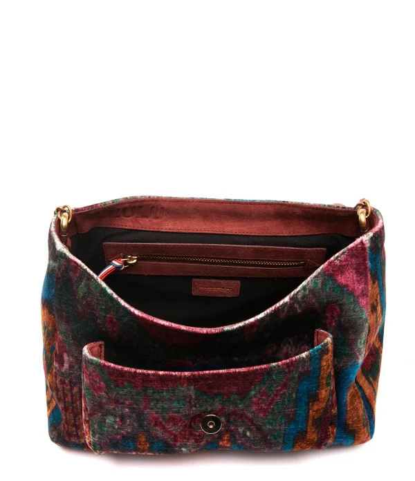 JEROME DREYFUSS Sac Lulu M Velours Imprimé Ikat, Capsule Velours 4