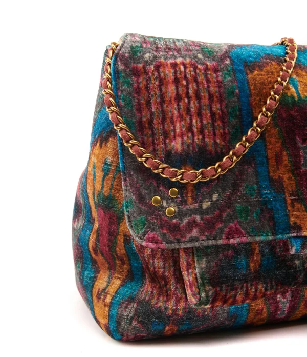 JEROME DREYFUSS Sac Lulu M Velours Imprimé Ikat, Capsule Velours 5