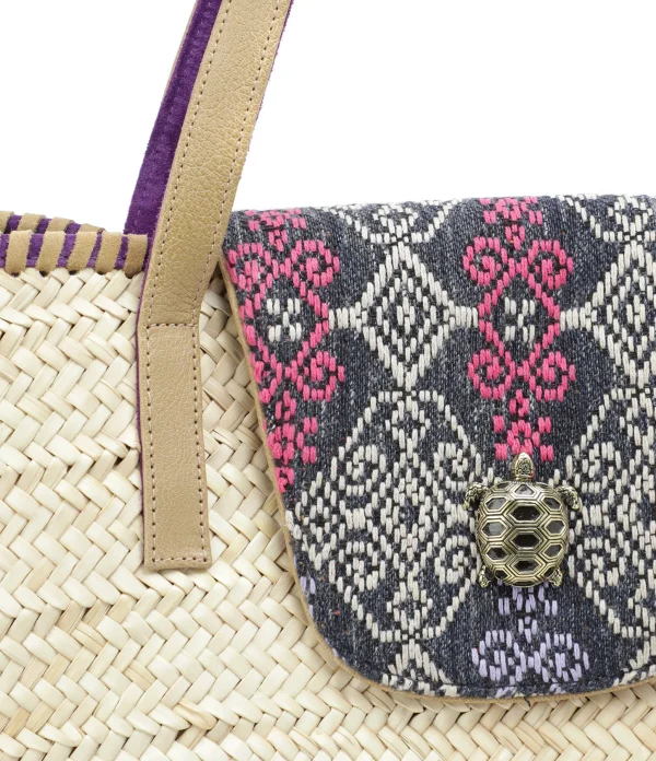 livraison la plus rapide CLARIS VIROT Panier Zoé Sumba Indigo Cuir Sable 5