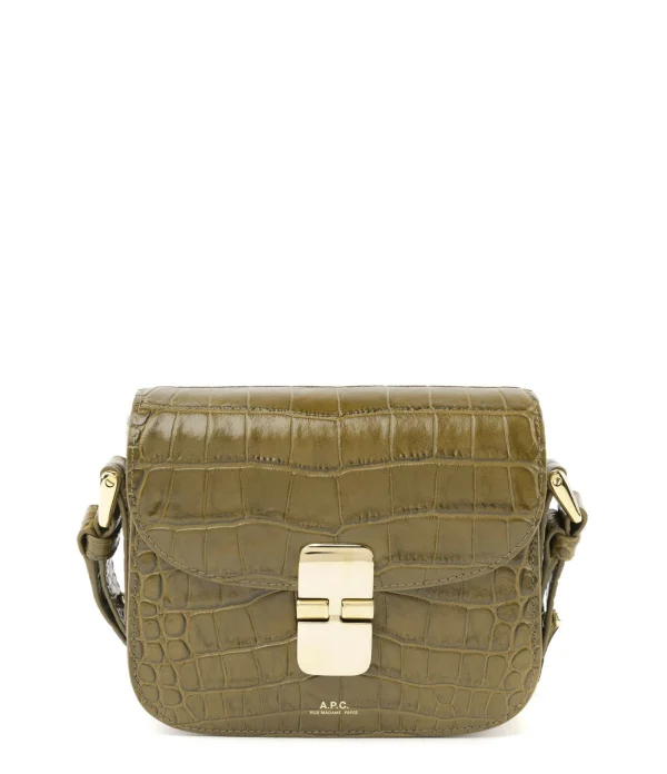 A.P.C. Sac Grace Mini Cuir Embossé Croco Olive 1