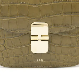 A.P.C. Sac Grace Mini Cuir Embossé Croco Olive 14