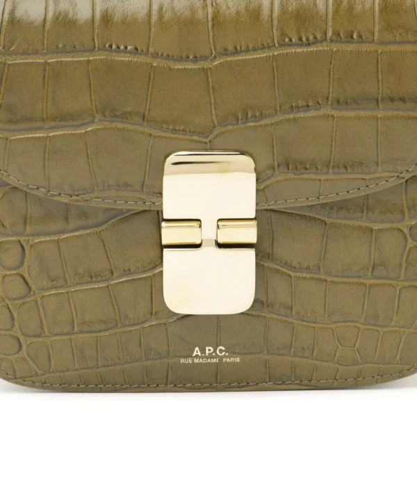 A.P.C. Sac Grace Mini Cuir Embossé Croco Olive 5