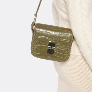 A.P.C. Sac Grace Mini Cuir Embossé Croco Olive 16