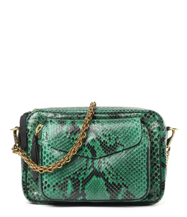 CLARIS VIROT Sac Charly Python Menthe pas cher en vente 1