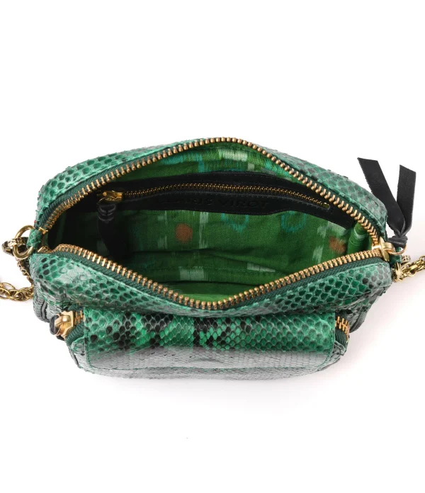 CLARIS VIROT Sac Charly Python Menthe pas cher en vente 4