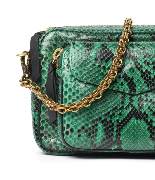 CLARIS VIROT Sac Charly Python Menthe pas cher en vente 5