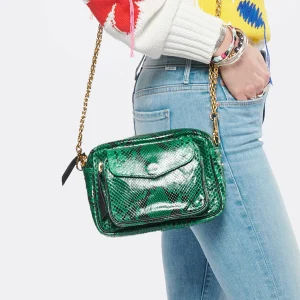 CLARIS VIROT Sac Charly Python Menthe pas cher en vente 16