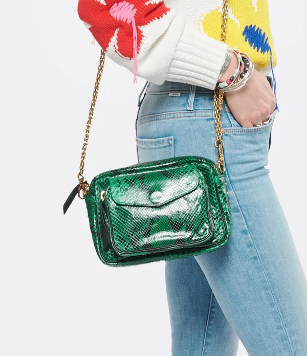 CLARIS VIROT Sac Charly Python Menthe pas cher en vente 6