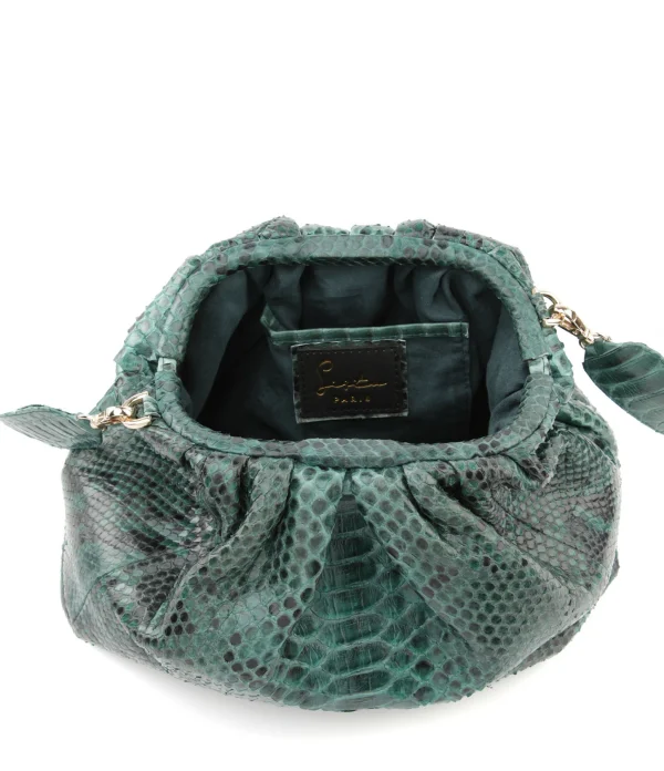 SISTA PARIS Sac Big Uniq Cuir Souple Python Vert 4