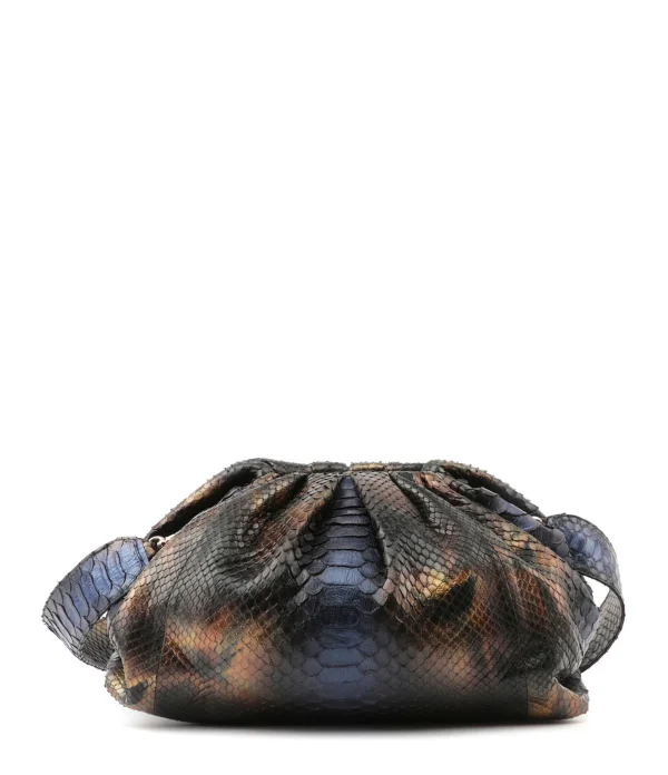 SISTA PARIS Sac Big Uniq Cuir Souple Python Butterfly Blue 1