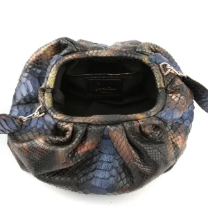 SISTA PARIS Sac Big Uniq Cuir Souple Python Butterfly Blue 11