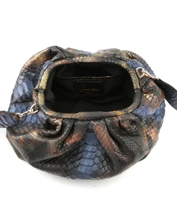 SISTA PARIS Sac Big Uniq Cuir Souple Python Butterfly Blue 4