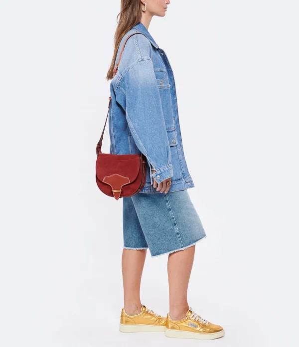 ISABEL MARANT Sac Botsy Cuir Suédé Rouge Foncé 7